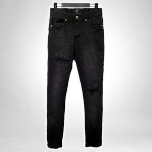Forever 21 Men's Dark Gray Distressed Patched Jeans